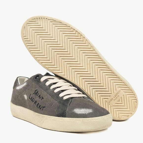 Saint Laurent Court Classic SL/06 "Black" Distressed Signature Low-Top Sneakers - Picture 4 of 12